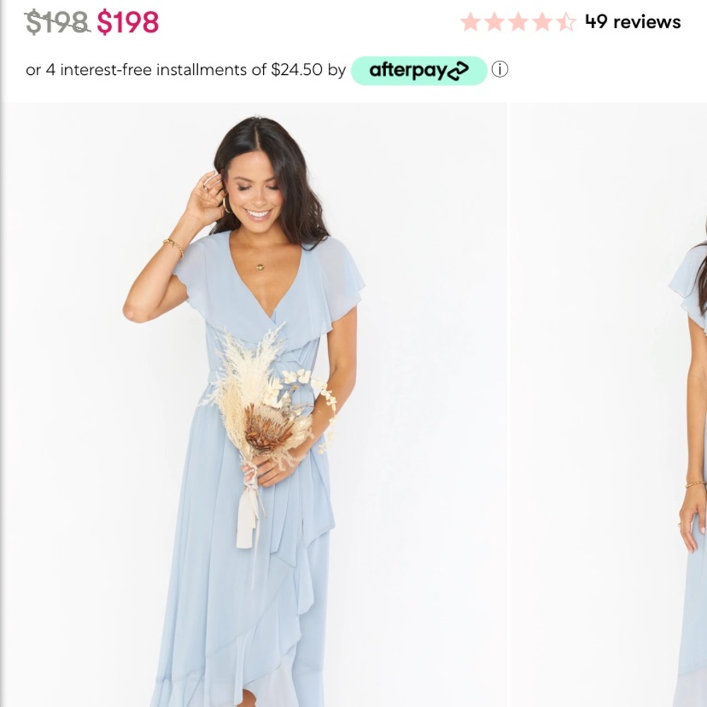 Show me your mumu blue dress -like new worn once. Color Steele blue chiffon